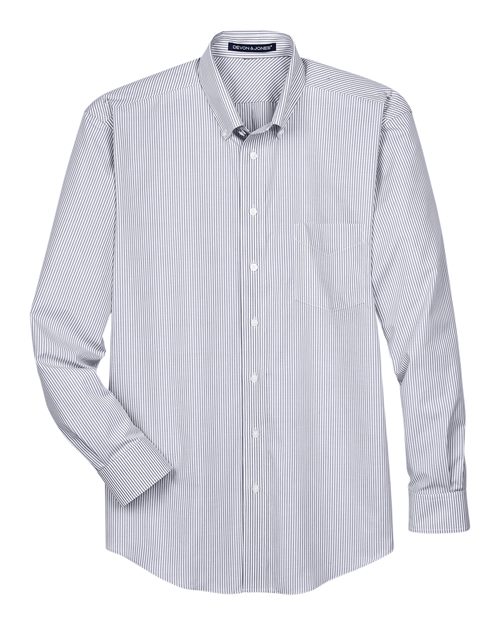 Devon & Jones D645 Men's Crown Woven Collection Banker Stripe #color_NAVY