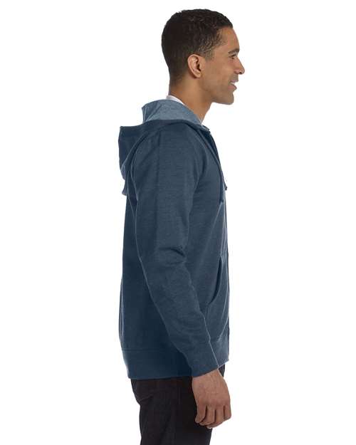 econscious EC5680 Men's Organic/Recycled Heathered Full-Zip Hooded Sweatshirt #color_WATER