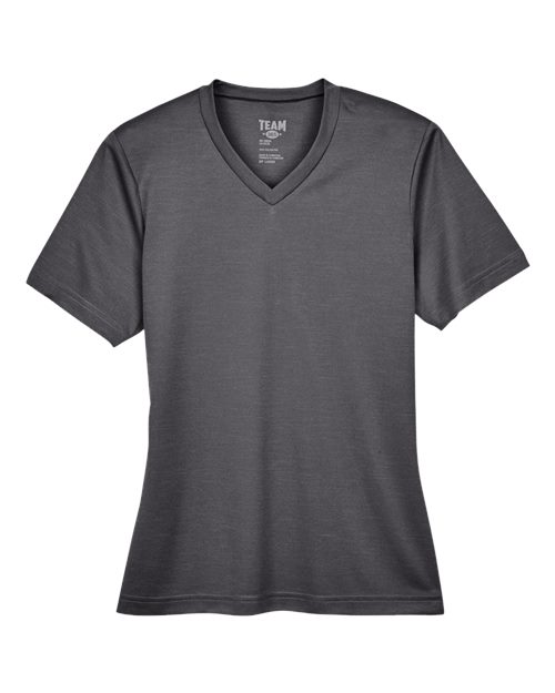 Team 365 TT11HW Ladies' Sonic Heather Performance T-Shirt #color_DK GREY HEATHER