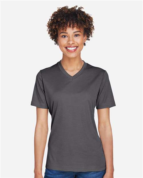 Team 365 TT11HW Ladies' Sonic Heather Performance T-Shirt #color_DK GREY HEATHER