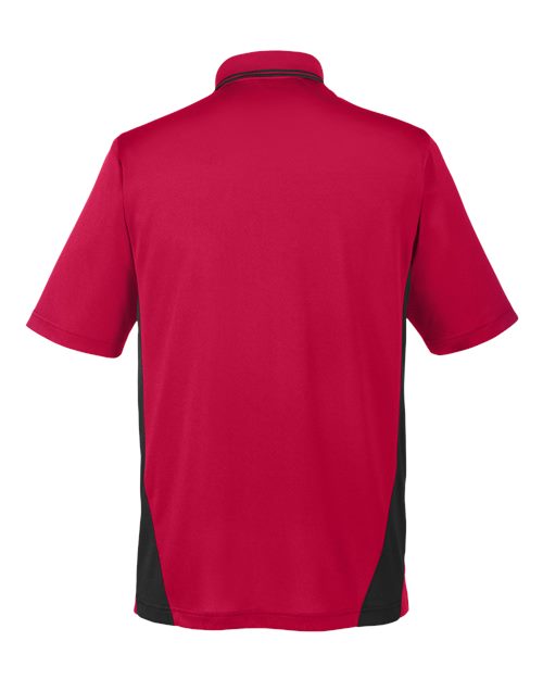 Harriton M386 Men's Flash Snag Protection Plus IL Colorblock Polo #color_RED/ BLACK