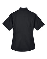 Harriton M500SW Ladies' Easy Blend Short-Sleeve Twill Shirt withStain-Release #color_BLACK