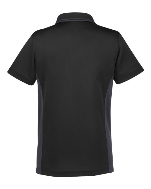 Harriton M386W Ladies' Flash Snag Protection Plus IL Colorblock Polo #color_BLACK/ DK CHARCL