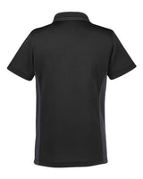 Harriton M386W Ladies' Flash Snag Protection Plus IL Colorblock Polo #color_BLACK/ DK CHARCL