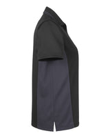 Harriton M386W Ladies' Flash Snag Protection Plus IL Colorblock Polo #color_BLACK/ DK CHARCL