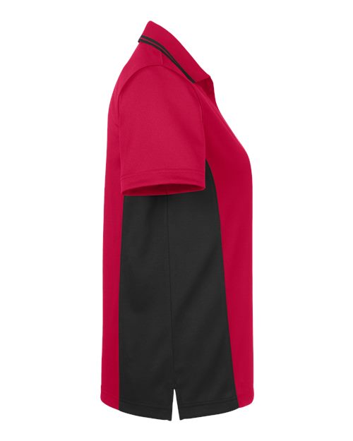 Harriton M386W Ladies' Flash Snag Protection Plus IL Colorblock Polo #color_RED/ BLACK