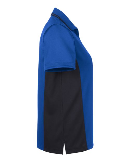 Harriton M386W Ladies' Flash Snag Protection Plus IL Colorblock Polo #color_TR ROYAL/ BLACK