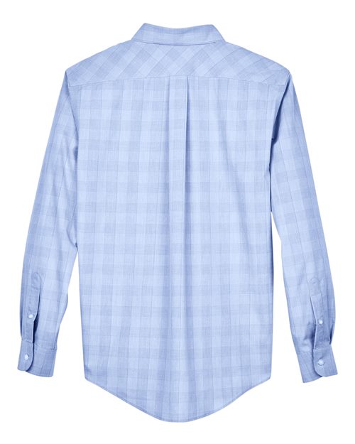 Devon & Jones DG520 Men's Crown Woven Collection GlenPlaid #color_WHT/ LT FR BLUE