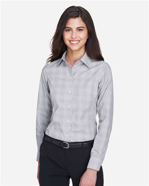 Devon & Jones DG520W Ladies' Crown Woven Collection GlenPlaid #color_WHT/ GRPH/ LT GR