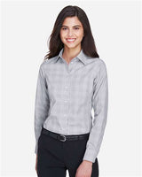 Devon & Jones DG520W Ladies' Crown Woven Collection GlenPlaid #color_WHT/ GRPH/ LT GR