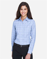 Devon & Jones DG520W Ladies' Crown Woven Collection GlenPlaid #color_WHT/ LT FR B/ FB