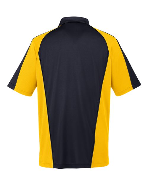 Harriton M385 Men's Advantage Snag Protection Plus IL Colorblock Polo #color_BLK/ S YL/ DK CH