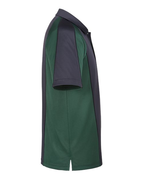 Harriton M385 Men's Advantage Snag Protection Plus IL Colorblock Polo #color_D CH/ D GRN/ BLK
