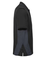 Harriton M386T Men's Tall Flash Snag Protection Plus IL Colorblock Polo #color_BLACK/ DK CHARCL