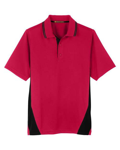 Harriton M386T Men's Tall Flash Snag Protection Plus IL Colorblock Polo #color_RED/ BLACK