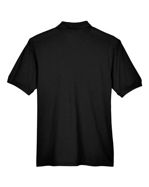 Harriton M265P Men's 5.6 oz. Easy Blend Polo withPocket #color_BLACK