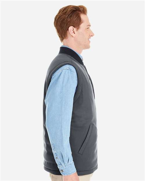 Harriton M776 Adult Dockside Interactive Reversible Freezer Vest #color_BLK/ DK CHRCOAL
