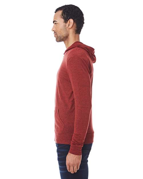 Threadfast Apparel 302Z Unisex Triblend Full-Zip Light Hoodie #color_CARD BLCK TRBLND