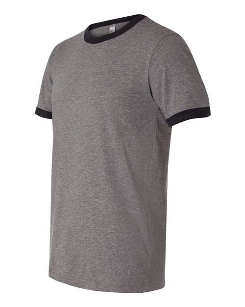 Bella + Canvas 3055C Men's Jersey Short-Sleeve Ringer T-Shirt #color_DEEP HEATHR/ BLK