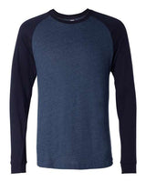 Bella + Canvas 3000C Men's Jersey Long-Sleeve Baseball T-Shirt #color_HTHR NVY/ MDNITE
