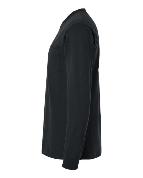 Gildan G241 Adult Ultra Cotton Long-Sleeve Pocket T-Shirt #color_BLACK