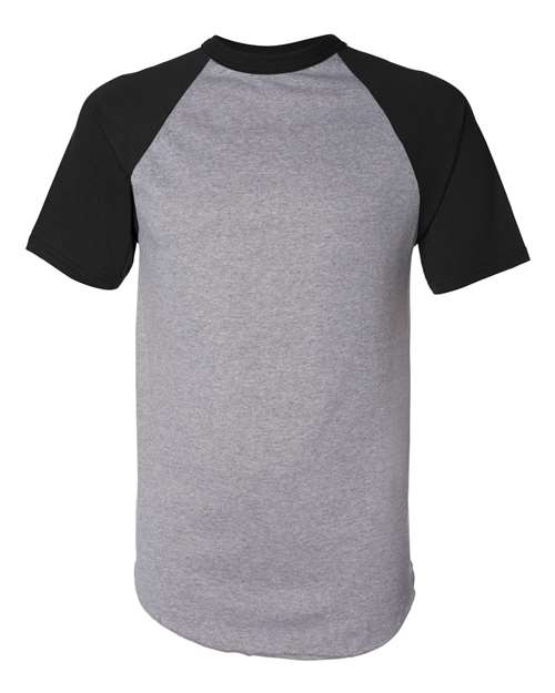 Augusta Sportswear 423 Adult Short-Sleeve Baseball Jersey #color_ATH HTHR/ BLACK