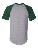 Augusta Sportswear 423 Adult Short-Sleeve Baseball Jersey #color_ATH HTHR/ DK GRN