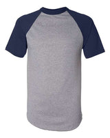 Augusta Sportswear 423 Adult Short-Sleeve Baseball Jersey #color_ATH HTHR/ NAVY