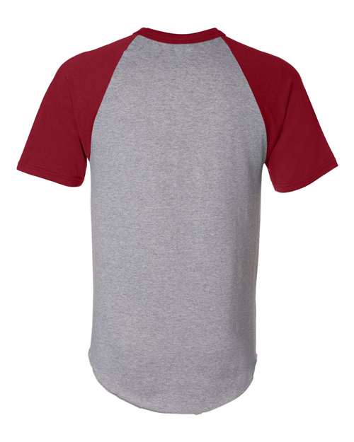 Augusta Sportswear 423 Adult Short-Sleeve Baseball Jersey #color_ATH HTHR/ RED