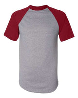 Augusta Sportswear 423 Adult Short-Sleeve Baseball Jersey #color_ATH HTHR/ RED