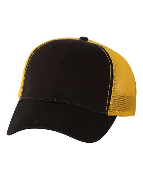 Valucap AH80 Bio-Washed Trucker Cap #color_Black/ Gold