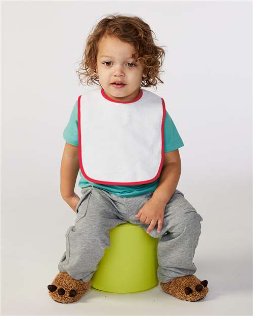 Rabbit Skins 1003 Infant Contrast Trim Terry Bib #color_WHITE/ RED