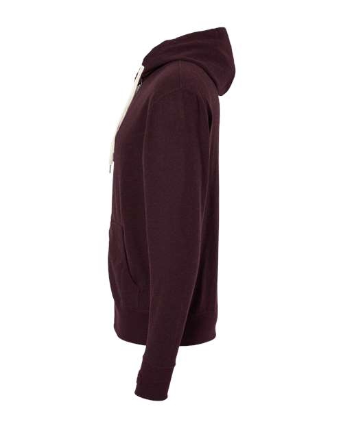 Independent Trading Co. PRM90HTZ Heathered French Terry Full-Zip Hooded Sweatshirt #color_Burgundy Heather