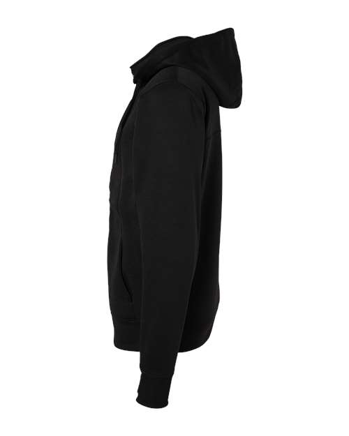 Independent Trading Co. EXP80PTZ Poly-Tech Full-Zip Hooded Sweatshirt #color_Black