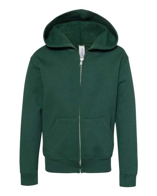 Jerzees 993B Youth NuBlend Fleece Full-Zip Hooded Sweatshirt #color_FOREST GREEN