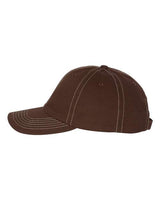 Valucap VC300A Bio-Washed Classic Dad Hat #color_Brown/ Stone Stitch