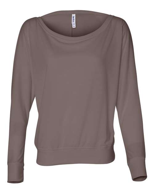 Bella + Canvas 8850 Ladies' Flowy Long-Sleeve Off Shoulder T-Shirt #color_PEBBLE