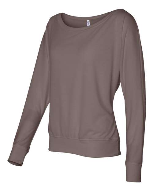 Bella + Canvas 8850 Ladies' Flowy Long-Sleeve Off Shoulder T-Shirt #color_PEBBLE
