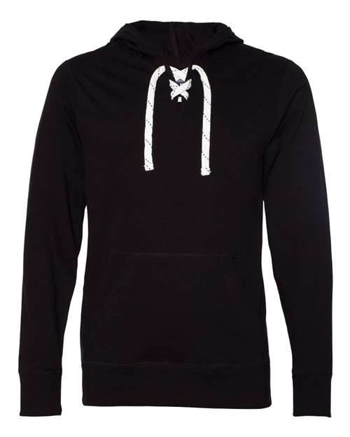 J America JA8231 Adult Sport Lace Jersey Hood #color_BLACK