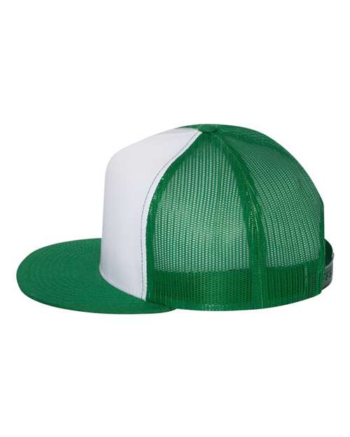 Yupoong 6006W Adult Classic Trucker with White Front Panel Hat #color_KELLY/ WHT/ KLY