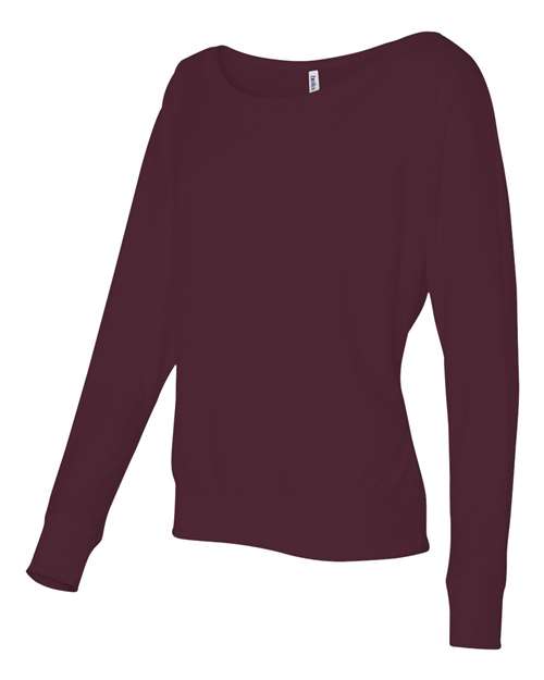 Bella + Canvas 8850 Ladies' Flowy Long-Sleeve Off Shoulder T-Shirt #color_MAROON