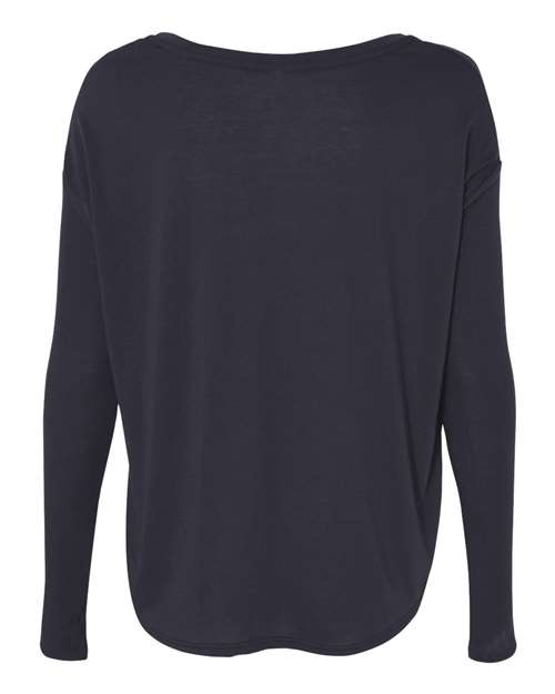 Bella + Canvas 8852 Ladies' Flowy Long-Sleeve T-Shirt with 2x1 Sleeves #color_MIDNIGHT