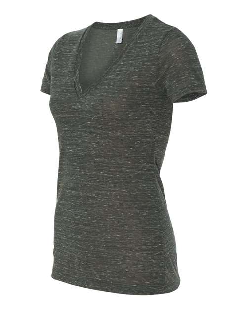 Bella + Canvas B6035 Ladies' Jersey Short-Sleeve Deep V-Neck T-Shirt #color_CHARCOAL MARBLE