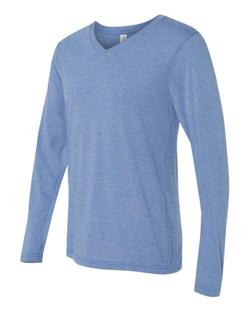 Bella + Canvas 3425 Unisex Jersey Long-Sleeve V-Neck T-Shirt #color_BLUE TRIBLEND