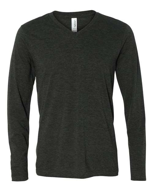 Bella + Canvas 3425 Unisex Jersey Long-Sleeve V-Neck T-Shirt #color_CHAR-BLACK TRIB