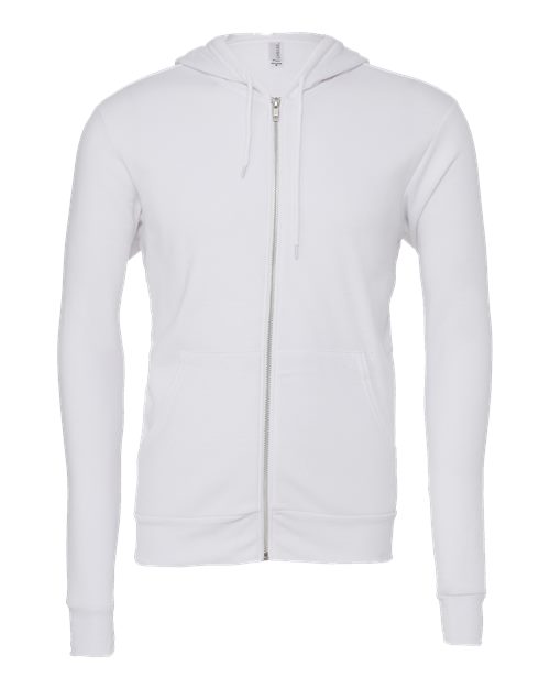 Bella + Canvas 3739 Unisex Poly-Cotton Fleece Full-Zip Hooded Sweatshirt #color_WHITE