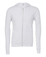 Bella + Canvas 3739 Unisex Poly-Cotton Fleece Full-Zip Hooded Sweatshirt #color_WHITE