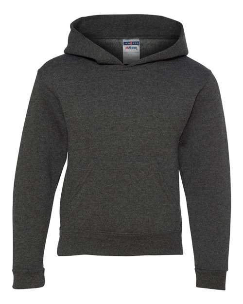 Jerzees 996Y Youth NuBlend Fleece Pullover Hooded Sweatshirt #color_BLACK HEATHER