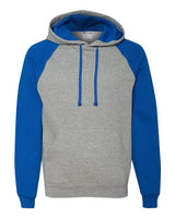 Jerzees 96CR Adult NuBlend Colorblock Raglan Pullover Hooded Sweatshirt #color_OXFORD/ ROYAL
