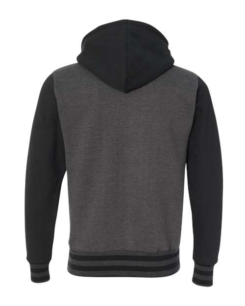 Independent Trading Co. IND45UVZ Heavyweight Varsity Full-Zip Hooded Sweatshirt #color_Charcoal Heather/ Black